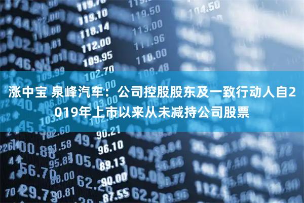 涨中宝 泉峰汽车：公司控股股东及一致行动人自2019年上市以来从未减持公司股票